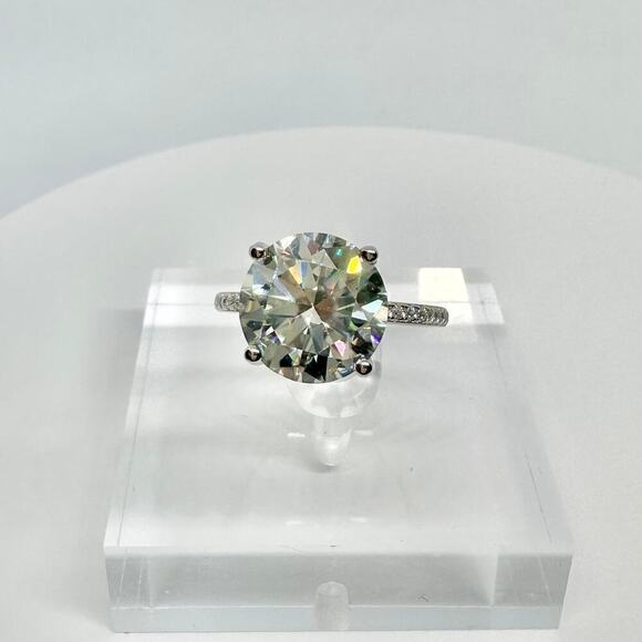 Moissanite Diamond Ring 3 Ct Engagement Wedding Round Cut Solitaire GRA Size 8 - Picture 9 of 11